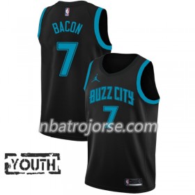 Barn Charlotte Hornets Tröja Dwayne Bacon 7 2018-19 Jordan Brand City Edition Svart Swingman